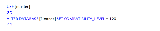 Change the compatibility level.