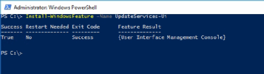 install WSUS management console with PowerShell