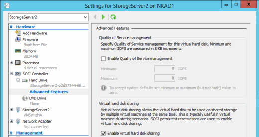 Figure 2. Enable virtual hard disk sharing