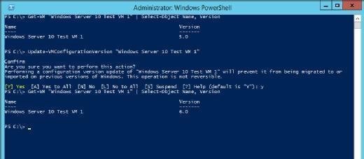 The VM has been upgraded to Hyper-V version 6