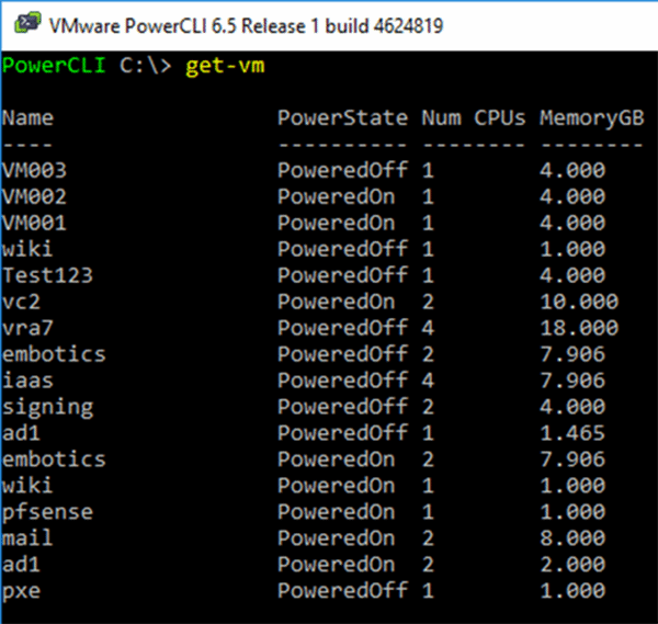 Execute PowerCLI commands to manage VMware infrastructure