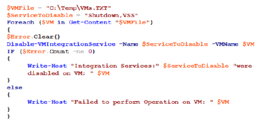 Disable-VMIntegrationService Hyper-V cmdlets