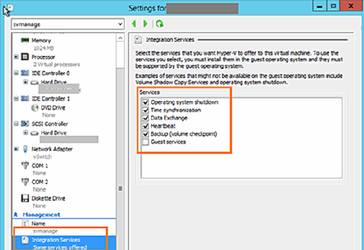 Enable or disable Integration Services.