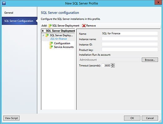 SQL Server creation window.