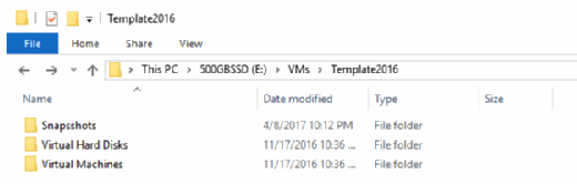 The view from inside a VM folder.