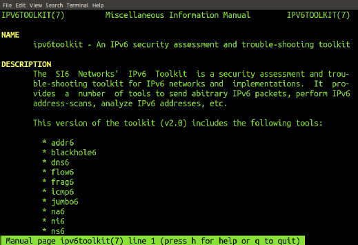 SI6 Networks' IPv6 Toolkit contents.