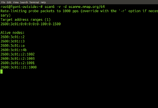 SI6 Networks' IPv6 Toolkit's scan 6 tool.