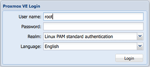 Logging in to Proxmox.