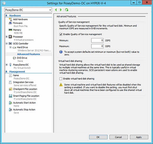 QoS Management settings.