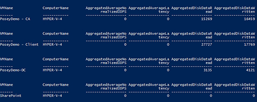 VM storage performance data.