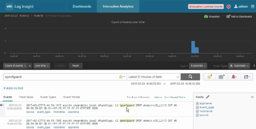 Use vRealize Log Insight to monitor SpoofGuard.
