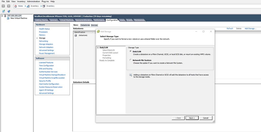 Use iSCSI storage for VMware to create a data store
