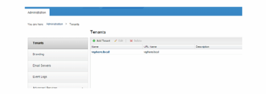 Administration screen