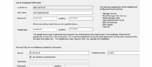 Server installation info