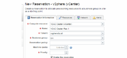 New reservation in vSphere