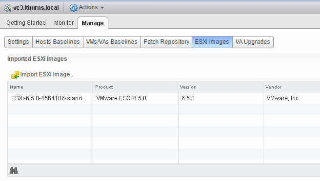 Import des ESXi-Images für das Upgrade auf vSphere 6.5.