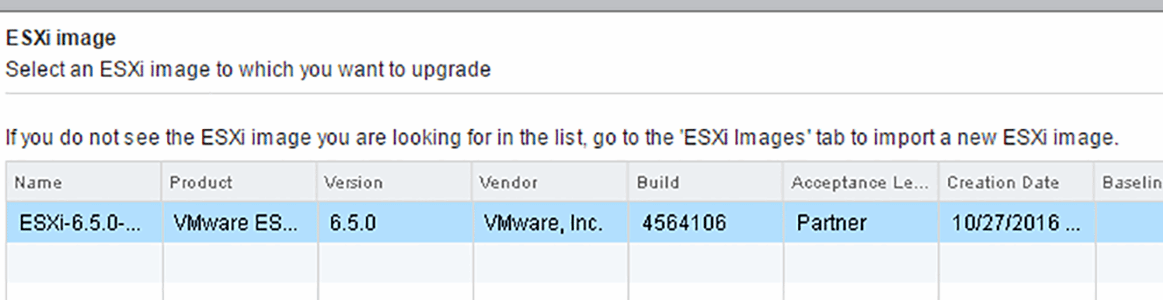 Auswahl des Installations-Images für ESXi 6.5.