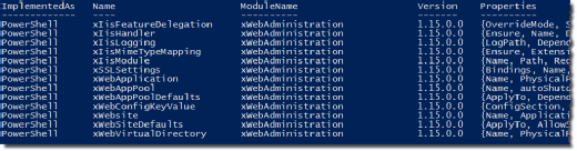 Available DSC resources in xWebAdministration module