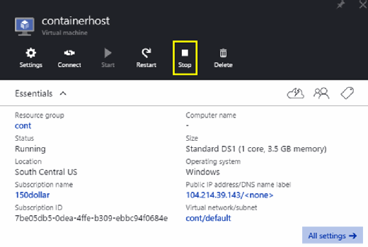 Terminating the container host VM