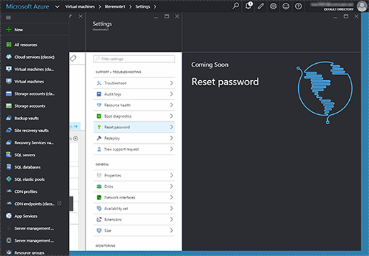 Azure Resource Manager portal password reset