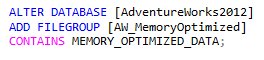 creating a MEMORY_OPTIMIZED_DATA filegroup