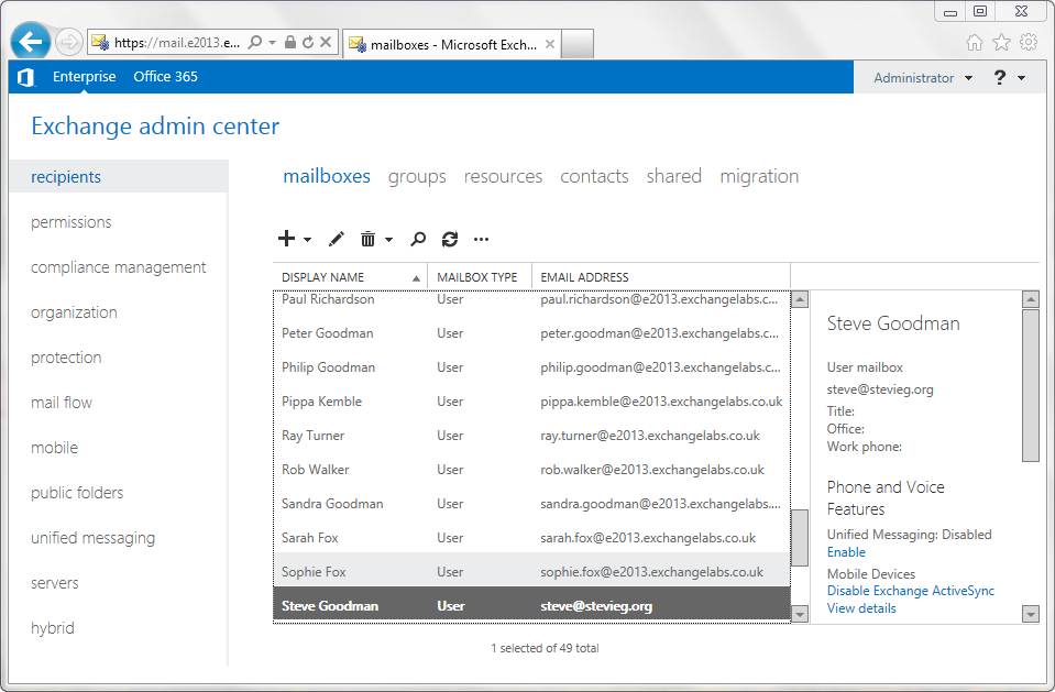 Exploring the Exchange Administration Center in Exchange Server 2013