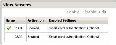 Fig. 2: Configuration page for viewing servers.