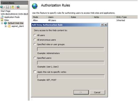 How to configure IIS authorization and manager permissions