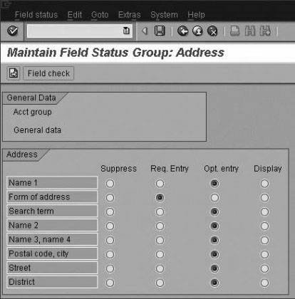 Some Fields Used to Configure Address Field Group
