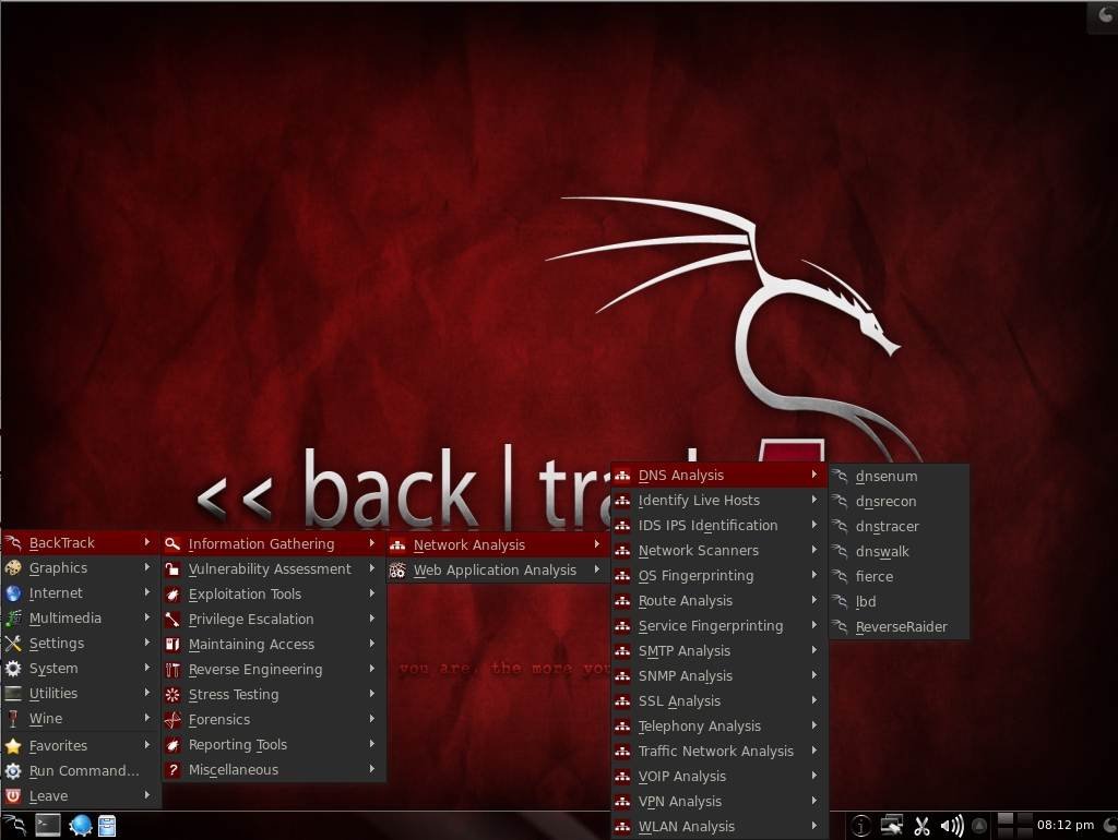 KDE plasma desktop used in BackTrack 5