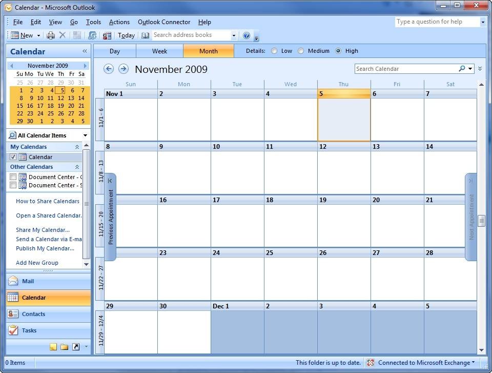 Crash course on Microsoft Outlook 2007 calendar sharing