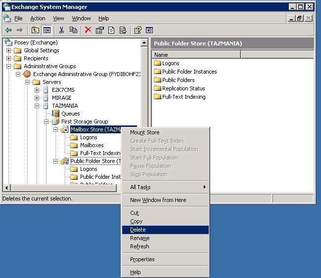 Delete exchange 2003 public folder database adsi edit windows