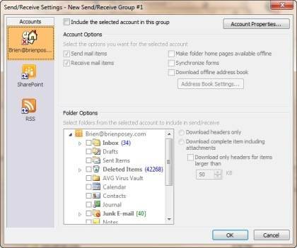 Configuring Outlook 10 Send Receive Groups