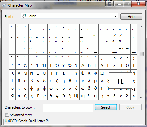 Hex Character Chart