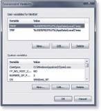 Windows 7 Environment Variables User and system variables screen shot