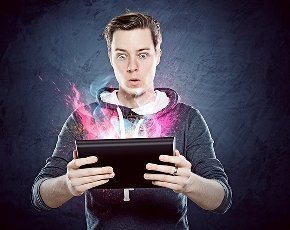Man holding tablet computer