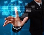 Businessman's hand selecting a rectangle