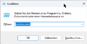 Über den Ausführen-Dialog können Sie das Dienste-Snap-in der Microsoft Management Console (MMC) öffnen.