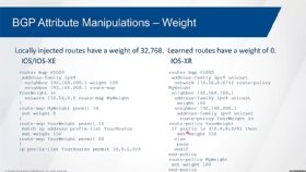 BGP attribute manipulations -- weight