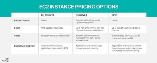 A chart showing Amazon EC2 instances and their costs