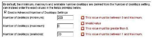 Min and max desktop settings