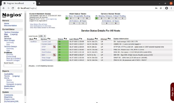 Dashboard di Nagios