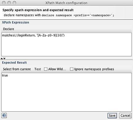 Figure 16: Regular expression for XPath verification of loginReturn.