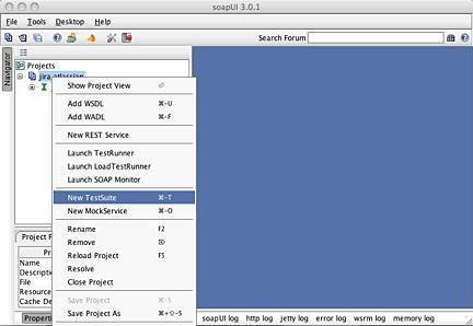 Figure 5: Creating a new TestSuite in soapUI.