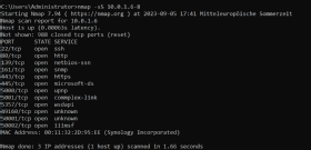 Nmap scannt bestimmte IP-Adressen auf offene Ports.