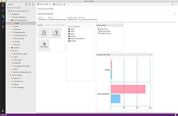 azure data studio dashboard
