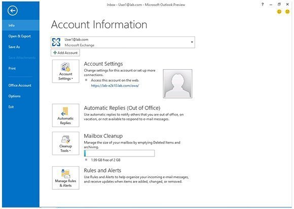 recommended account settings for outlook 2013