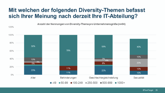 Offenbar gibt es eine Korrelation zwischen Firmengröße und dem Auseinandersetzen mit Diversity-Themen.