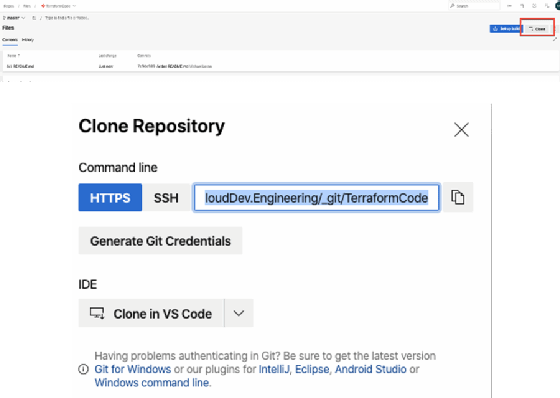 Terraform code clone repository
