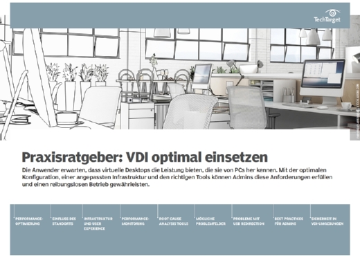 Dieses E-Handbook bietet Ihnen auf 36 Seiten Grundlageninformationen und praktische Hinweise zur Konfiguration von VDI-Umgebungen. So können Sie sicherstellen, dass Performance und Sicherheit stimmen.
